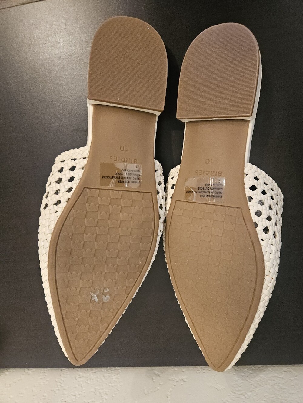 Birdies White Woven Pointed-Toe Slide Flats - Picture 4 of 6